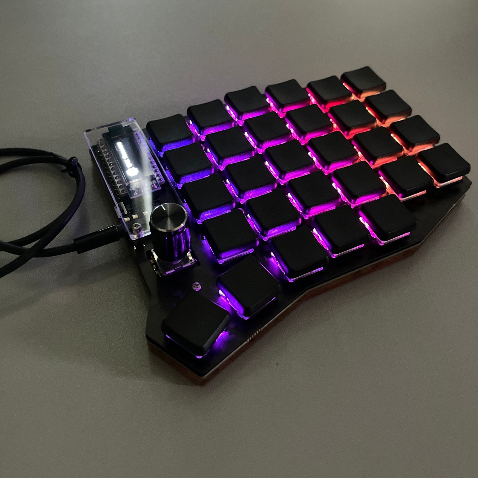 Sofle rgb choc with cfx choc spacing keycaps